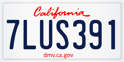 CA license plate 7LUS391