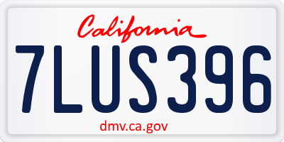 CA license plate 7LUS396