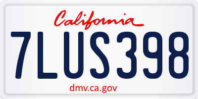 CA license plate 7LUS398