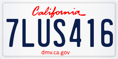 CA license plate 7LUS416