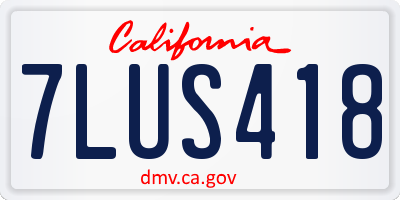 CA license plate 7LUS418