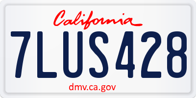 CA license plate 7LUS428