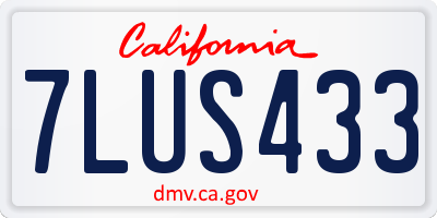 CA license plate 7LUS433