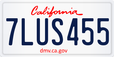 CA license plate 7LUS455
