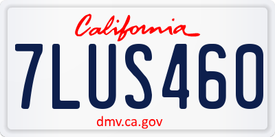 CA license plate 7LUS460