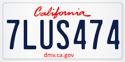 CA license plate 7LUS474