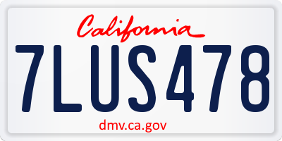 CA license plate 7LUS478