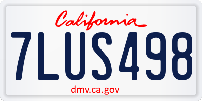 CA license plate 7LUS498