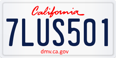 CA license plate 7LUS501