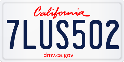 CA license plate 7LUS502