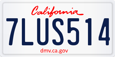 CA license plate 7LUS514