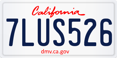 CA license plate 7LUS526