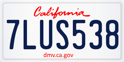 CA license plate 7LUS538