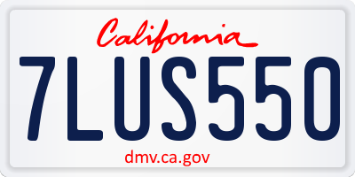 CA license plate 7LUS550