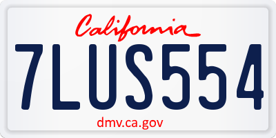 CA license plate 7LUS554
