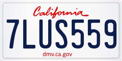 CA license plate 7LUS559