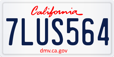 CA license plate 7LUS564