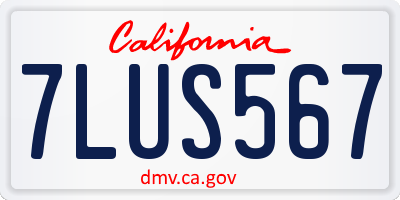 CA license plate 7LUS567