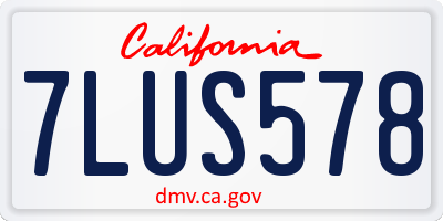 CA license plate 7LUS578