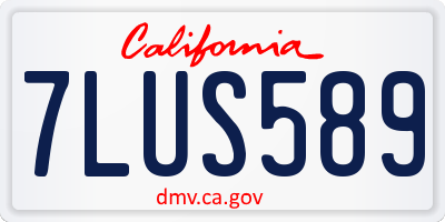 CA license plate 7LUS589