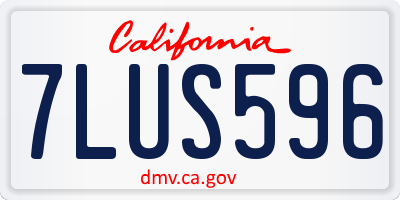 CA license plate 7LUS596
