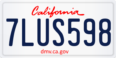 CA license plate 7LUS598