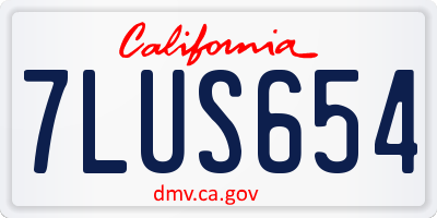 CA license plate 7LUS654