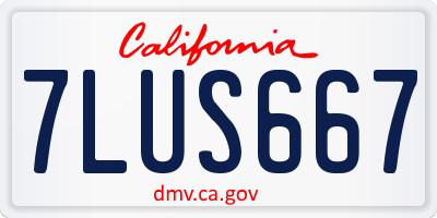 CA license plate 7LUS667