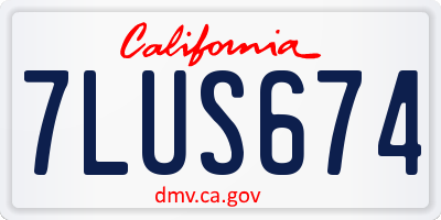 CA license plate 7LUS674