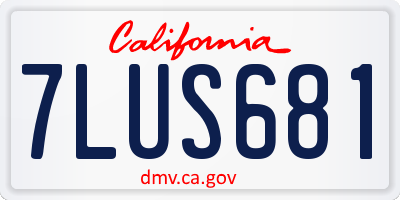 CA license plate 7LUS681