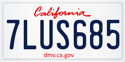 CA license plate 7LUS685