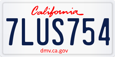 CA license plate 7LUS754