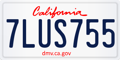 CA license plate 7LUS755