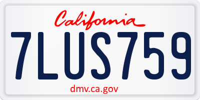 CA license plate 7LUS759
