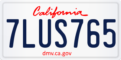 CA license plate 7LUS765