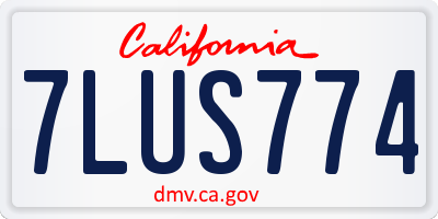 CA license plate 7LUS774