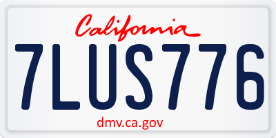 CA license plate 7LUS776