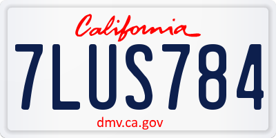 CA license plate 7LUS784