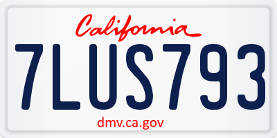 CA license plate 7LUS793