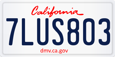 CA license plate 7LUS803