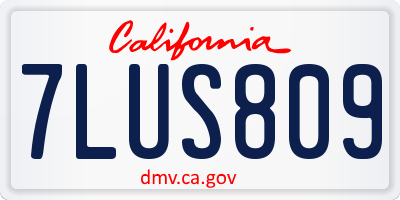 CA license plate 7LUS809