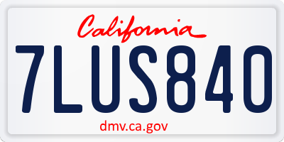 CA license plate 7LUS840
