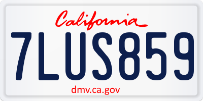 CA license plate 7LUS859