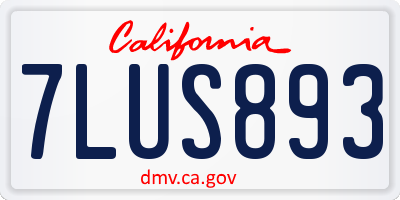 CA license plate 7LUS893