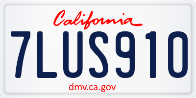 CA license plate 7LUS910