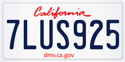 CA license plate 7LUS925