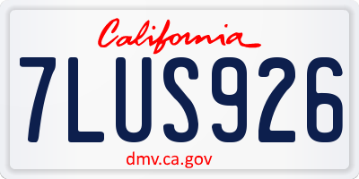 CA license plate 7LUS926