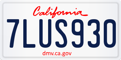 CA license plate 7LUS930