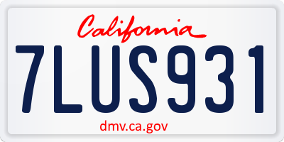 CA license plate 7LUS931