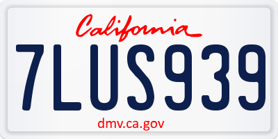 CA license plate 7LUS939